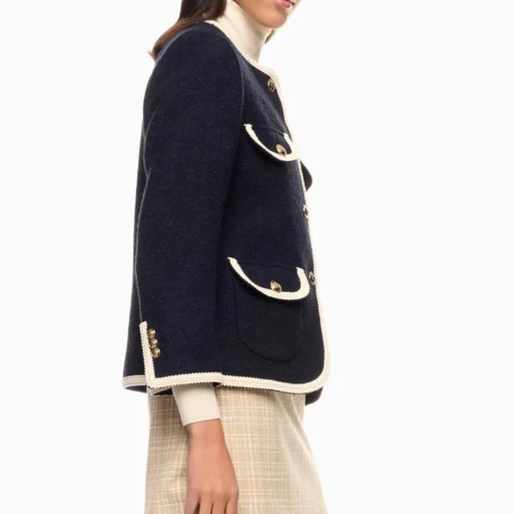 SANDRO Dark blue collarless jacket - image 4